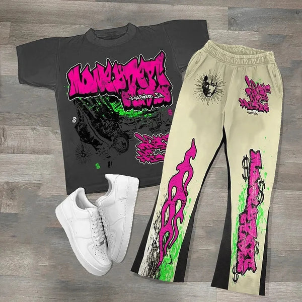 Hip Hop Street Gear Sweat Pants Set for Men