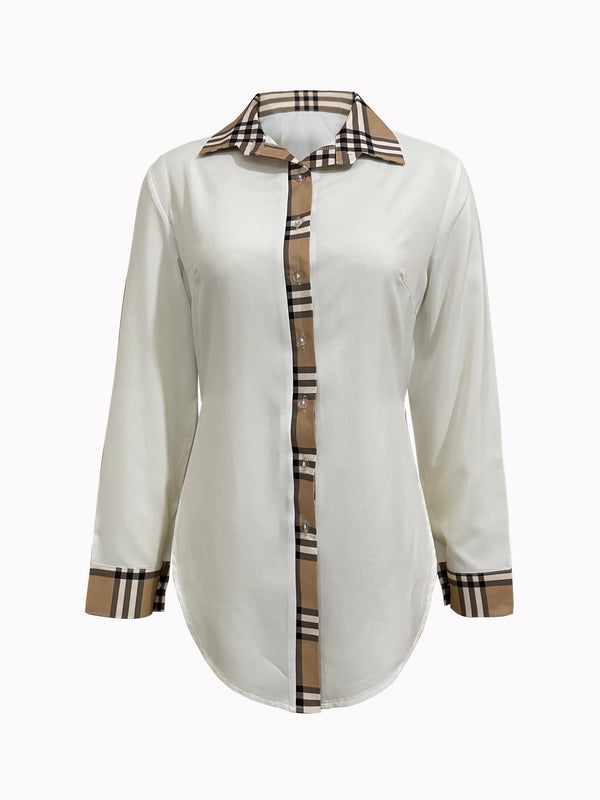 Elegant temperament side slit long-sleeved shirt