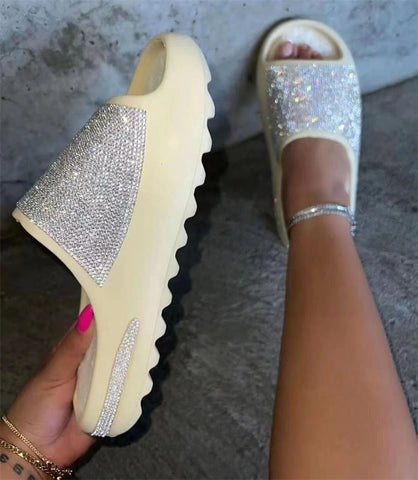 Yezzy Customize Glitter Rhinestones Platform Slides