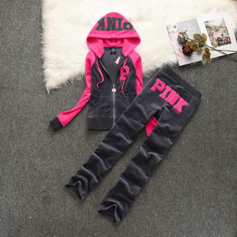 Hot New  Pink Women's Hooded Sweatshirt Suit Women Sportswear,