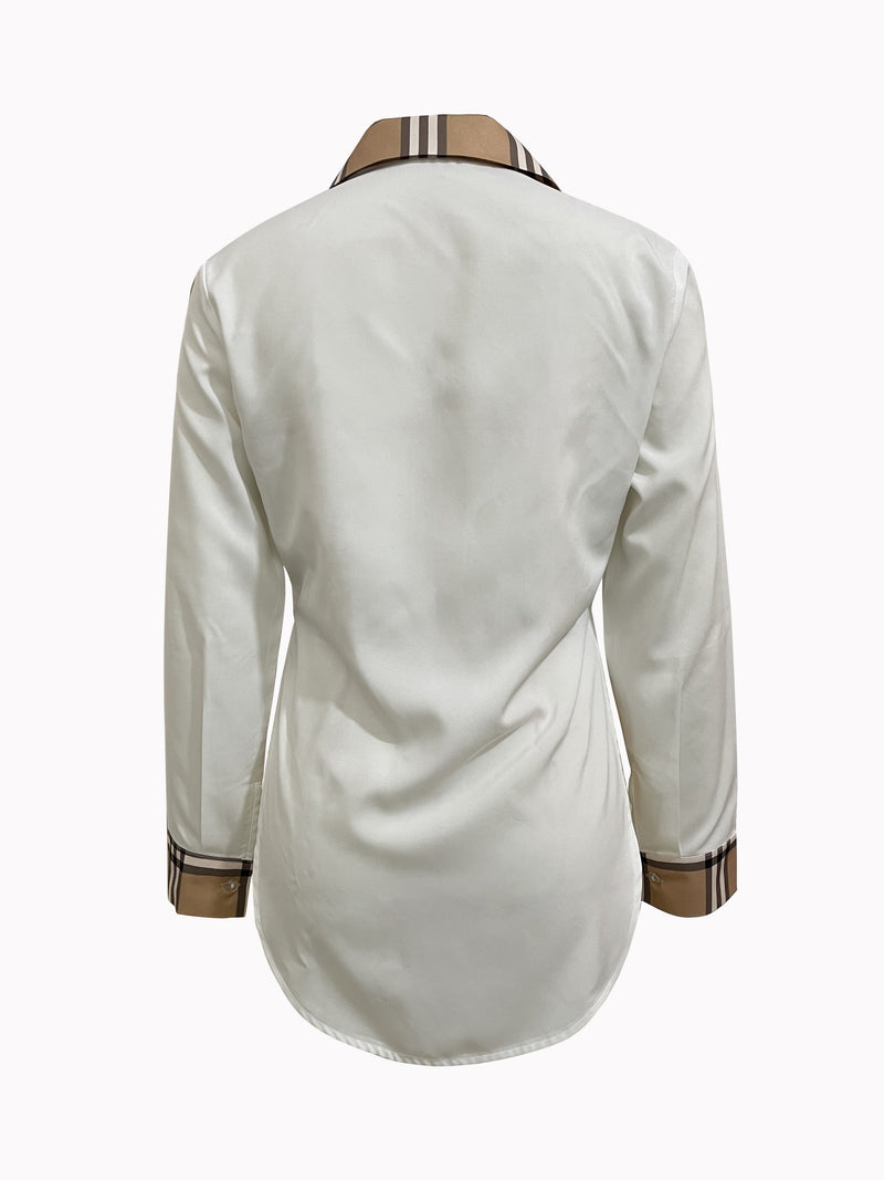 Elegant temperament side slit long-sleeved shirt