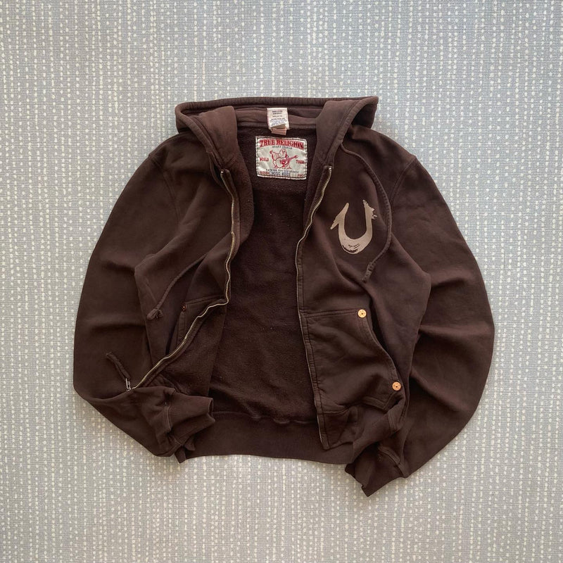 True Religion Classic Retro Zip Hoodie Y2K Clothes