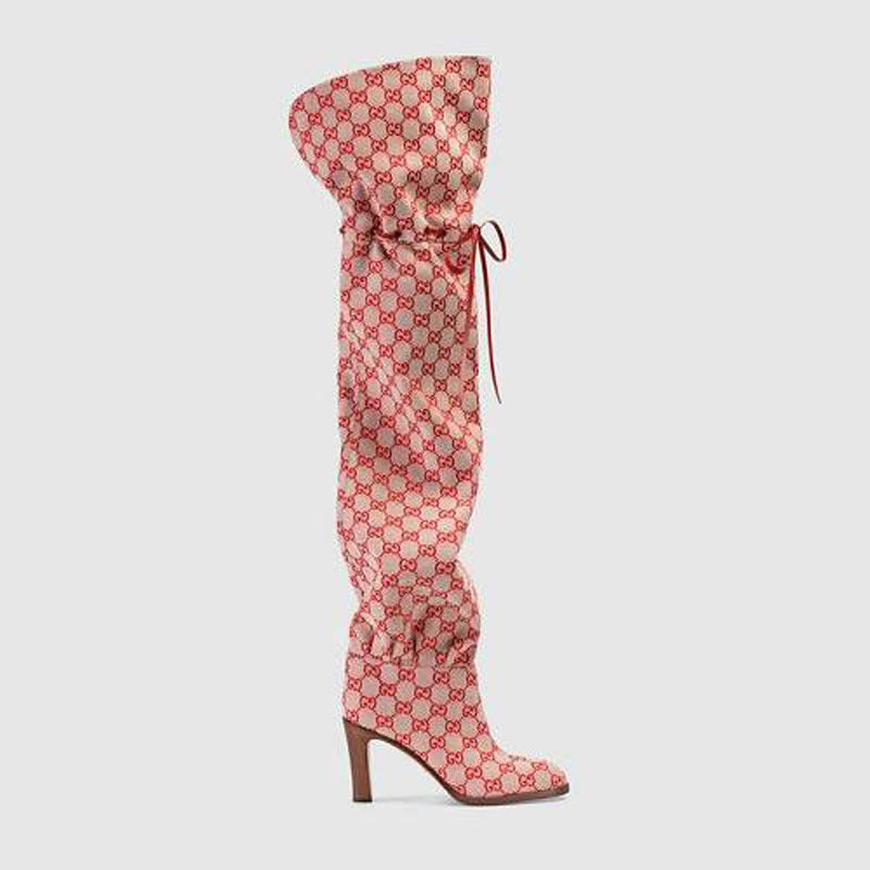 Magnificent High Heels Knee High Adjustable Gucci Logo Stylish Show Boots