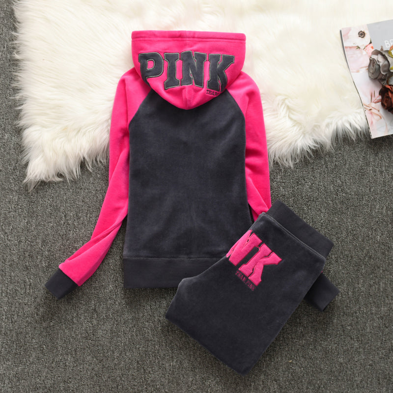 Hot New  Pink Women's Hooded Sweatshirt Suit Women Sportswear,