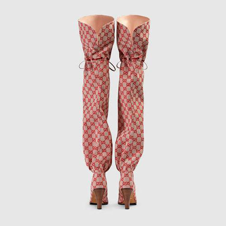 Magnificent High Heels Knee High Adjustable Gucci Logo Stylish Show Boots