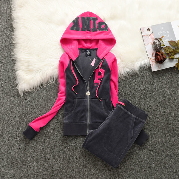 Hot New  Pink Women's Hooded Sweatshirt Suit Women Sportswear,