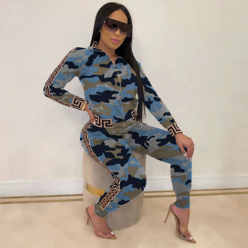 Women's camouflage Versace print track suit