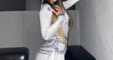 Gorgeous Plus Size Denim Illusion Top A Bottom Bodycon Set