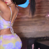 Purple Corset Top And Skirt Sets Sexy Night Club Festival Outfits 2 Piece set