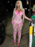 Sexy See Through Jumpsuit Lace Women Summer Fashion Coquette