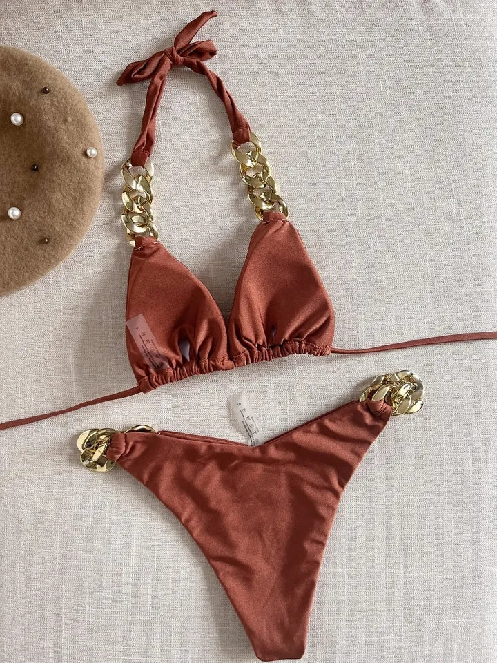 New Sexy Bikini 2024 Triangle Bathing Suit for Women Brazilian  Bikini Set 2-piece Halter Swimwear Push Up Swimsuit