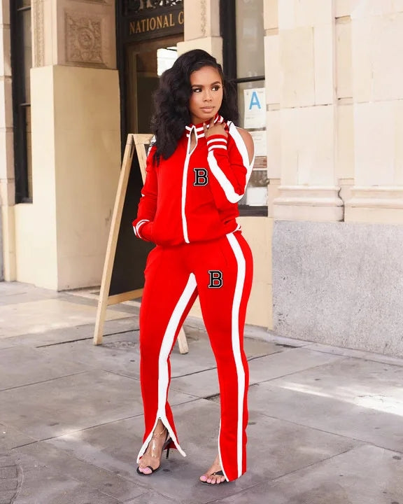 Women's Sexy Sleeve Off Shoulder Fashion Track Suit