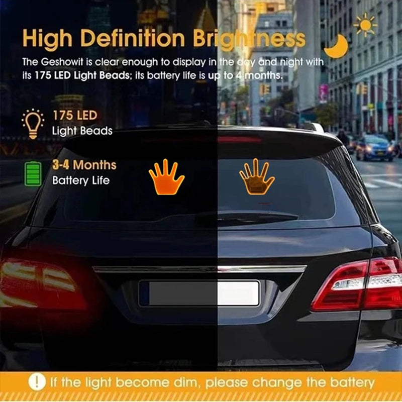 Gesture LED Hand Middle Finger Car Light Interior LED Hand Adhesive Car Rear Window Display LED Stick with Remote Control