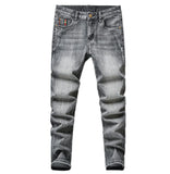 Unisex close-fitting jeans cotton slacks washed straight business casually