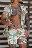 Designer Pattern Short Sleeve Casual Shirt Oversized Beach Shorts Summer