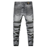 Unisex close-fitting jeans cotton slacks washed straight business casually