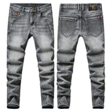 Unisex close-fitting jeans cotton slacks washed straight business casually