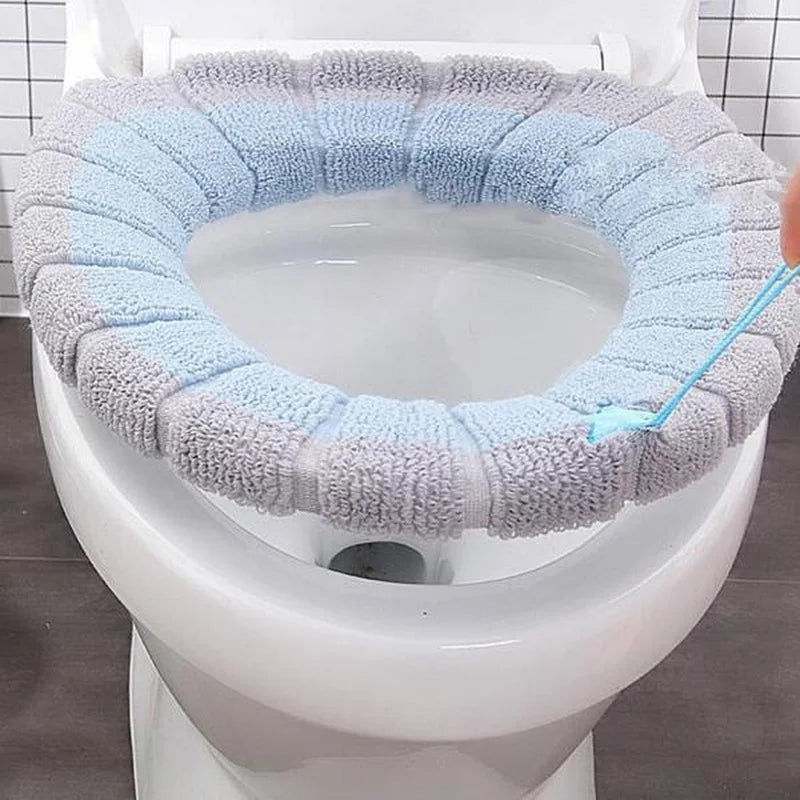 Stitched Color Portable Knitted Toilet Mat Thickened Washable
