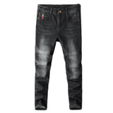 Unisex close-fitting jeans cotton slacks washed straight business casually