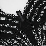 Luxury Rhinestone Mesh Woman Evening Party Dress Mini Tassel Dimonds Sheath Elegant Sexy Dress
