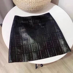 Fendi Logo Leather Mini Skirt