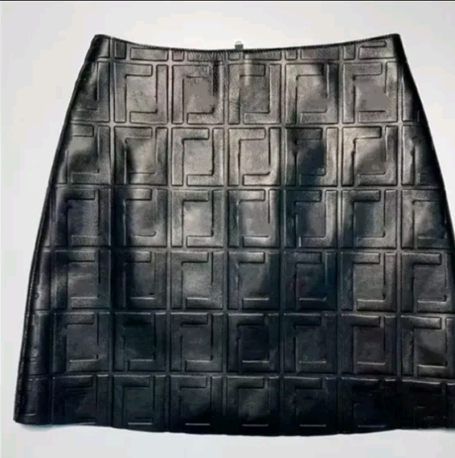 Fendi Logo Leather Mini Skirt