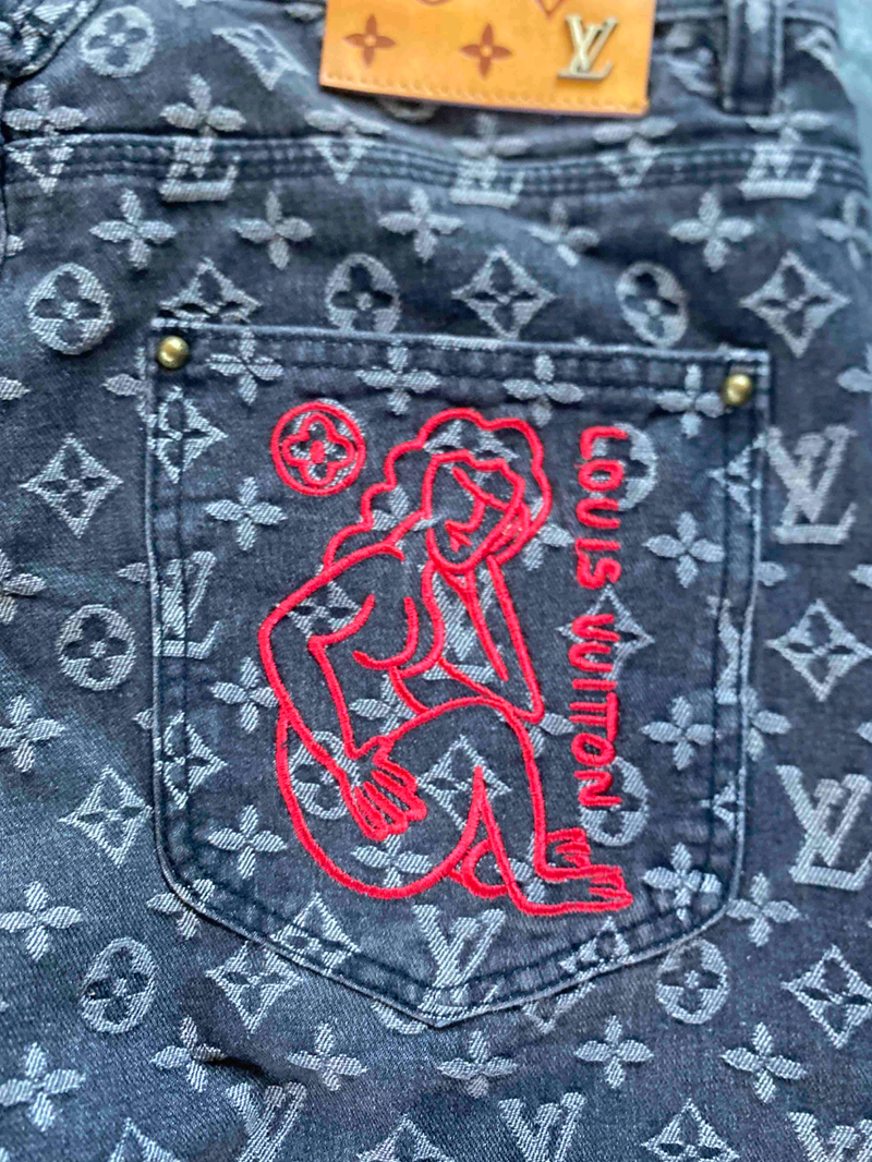 Louis Vuitton Lettering Fashion Jeans
