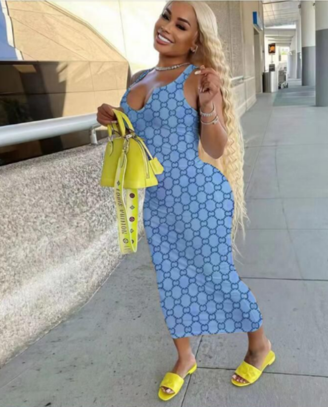 Women's Gucci Sleeveless V Neck Sexy Luxury Sun Beach Dress