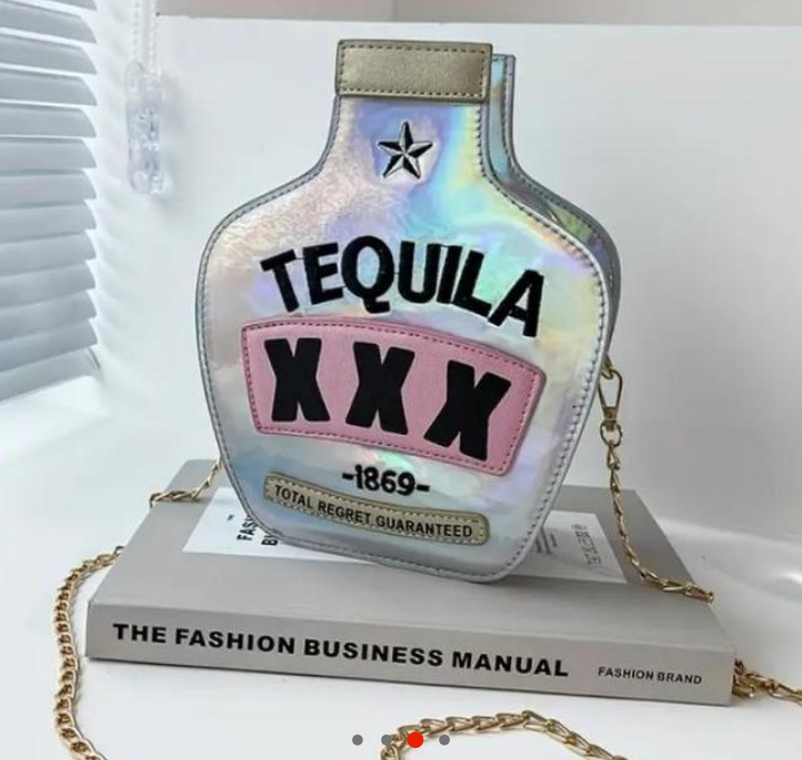 Tequila Luxury Wine Bottle Shape Novelty Bag With Chain