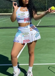 Spicy 2pcs Tank Top & Skort Set, Crop Tank Top & Skort, Sports Casual Two-piece Outfit, Women's Clothing