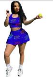 Spicy 2pcs Tank Top & Skort Set, Crop Tank Top & Skort, Sports Casual Two-piece Outfit, Women's Clothing