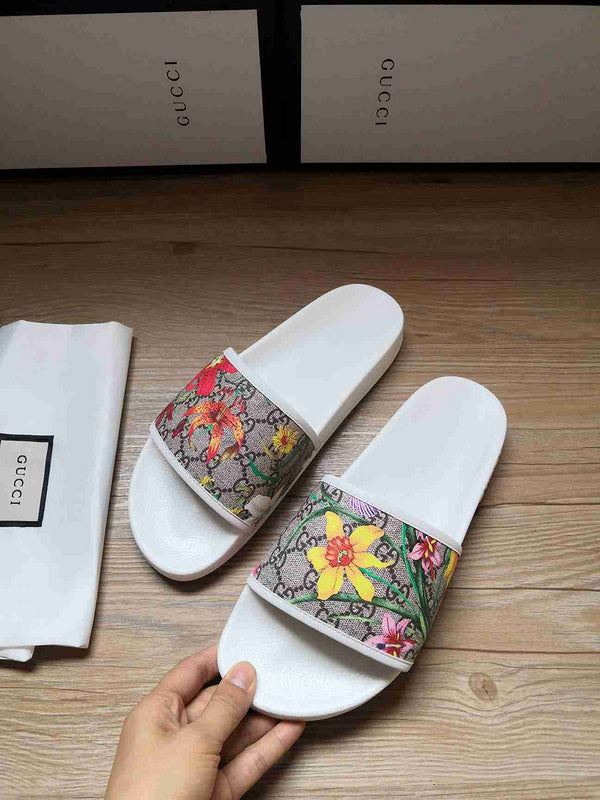 White Gucci Fashion Slides