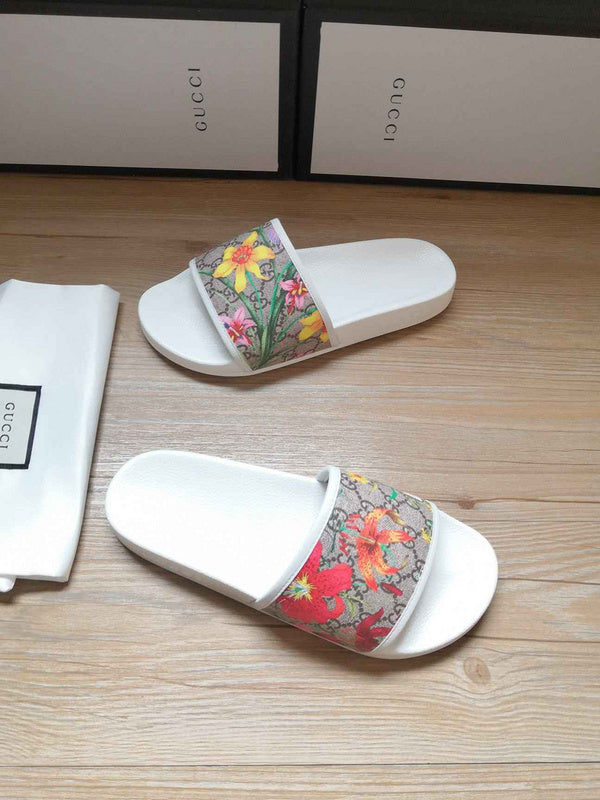 White Gucci Fashion Slides