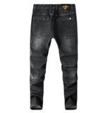 Unisex close-fitting jeans cotton slacks washed straight business casually