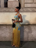 Entro LONG DRESS WITH DRAPE AND FRINGE