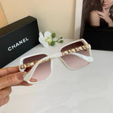 Chanel Women's White Square Frame Pink Lens Holiday Casual Sunglasses
