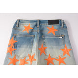 Mens Slim Fit Fashion Amiri Stars Logo Skinny Stretch Jean's - TimelessGear9
