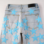 Mens Slim Fit Fashion Amiri Stars Logo Skinny Stretch Jean's - TimelessGear9