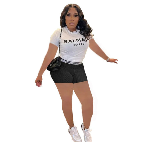 Balmain Paris Personality Shorts And Tops 2 Piece Outfit