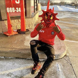 Retro Funny Face Zip Up Multi Angle Loose Style Hoodie
