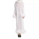 Glamour Flim Model Lingerie Kimono Robe See Through Lace Feathers - TimelessGear9