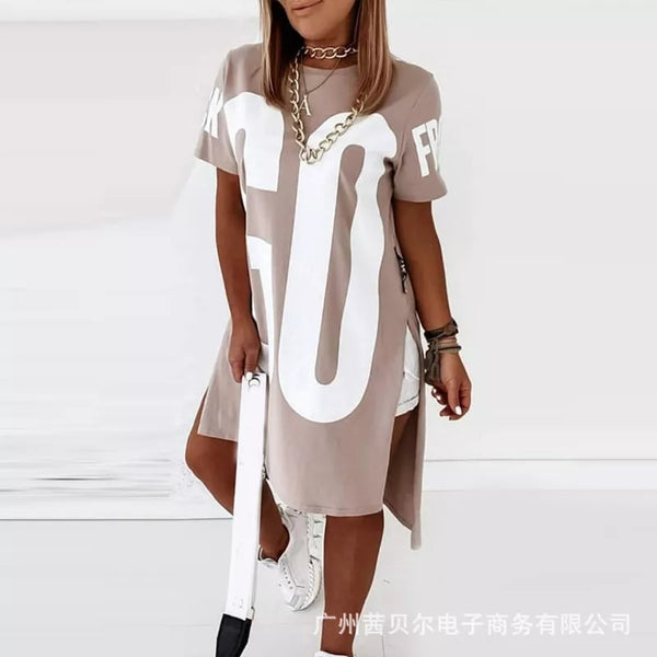 Fine Women Fashion Long Hip Hop T Shirt Dress - TimelessGear9