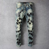 Mens Slim Fit Fashion Amiri Stars Logo Skinny Stretch Jean's - TimelessGear9
