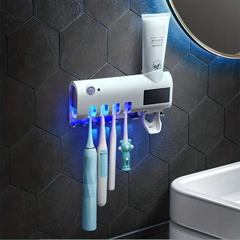 1PCS Automatic Toothpaste Dispenser Wall Mount Dust-proof #Toothbrush Holder Wall Mount Bathroom Accessories Set Squeezer - TimelessGear9