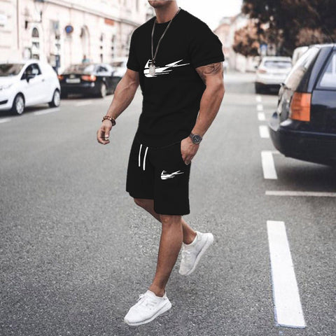2022 New Brand men Tracksuit T-shirt Shorts Suit Two Piece Sets Summer 100% Cotton Short - TimelessGear9