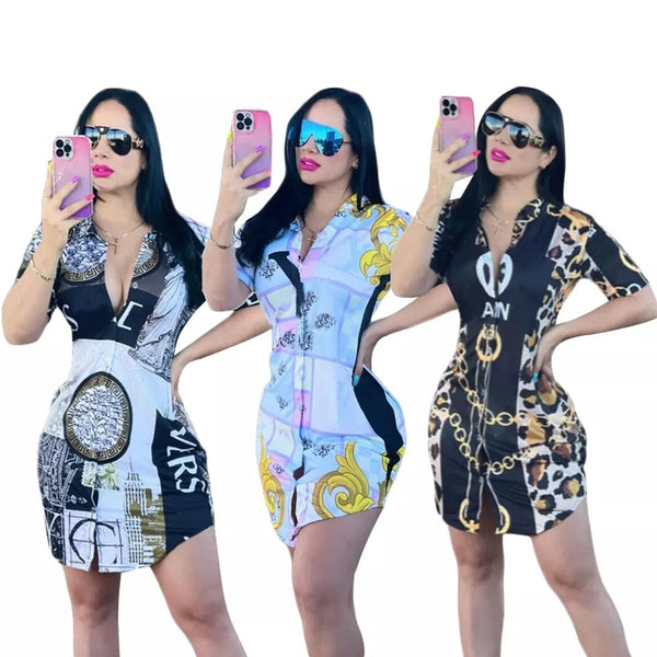 2022 Spring Loose Short Sleeve Party A-Line Dress Ladies Sexy V-neck Mini Dresses hot - TimelessGear9