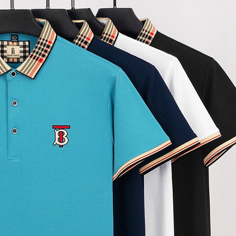 2023 New Short-sleeve T-shirt Business Sports Striped Lapel Short-sleeved T-shirt Clothing - TimelessGear9