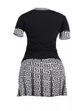 Sexy Plus Women's Two Piece Luxury Designer Outfit Versace Print Skirt Set - TimelessGear9