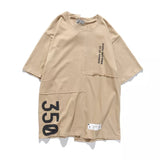 Yezzy Spoof Asymmetric Unisex 350 T-Shirts Hip Hop Streetwear Kahki oversized Tee - TimelessGear9