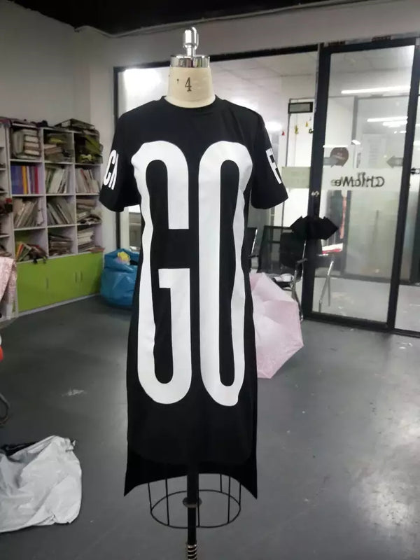 Fine Women Fashion Long Hip Hop T Shirt Dress - TimelessGear9